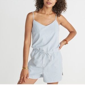 Marine Layer Gals Romper Shorts Stripe Pockets
